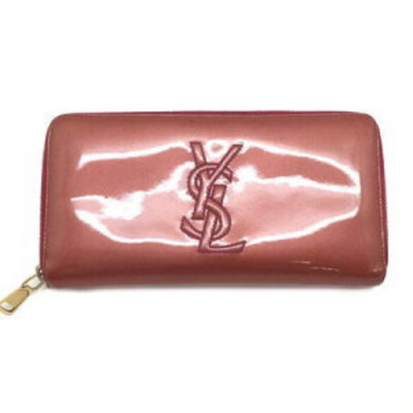 Saint Laurent Yves Zip Long Wallet Patent Pink - Picture 1 of 7